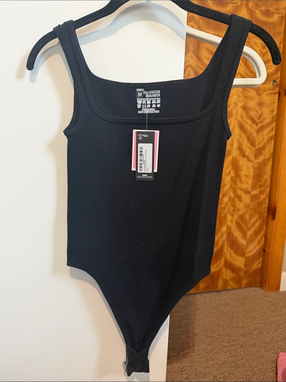 Pretty little thing Black Ribbed Square Neck Bodysuit